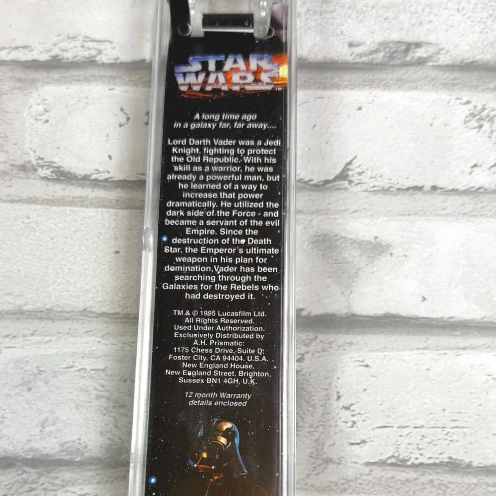 Vintage 90s Star Wars Hologram Watch OS Black Darth Vader 1995 Needs Battery NIB